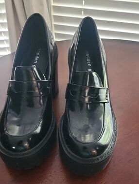 Madden Girl Black Patent Platform Mules